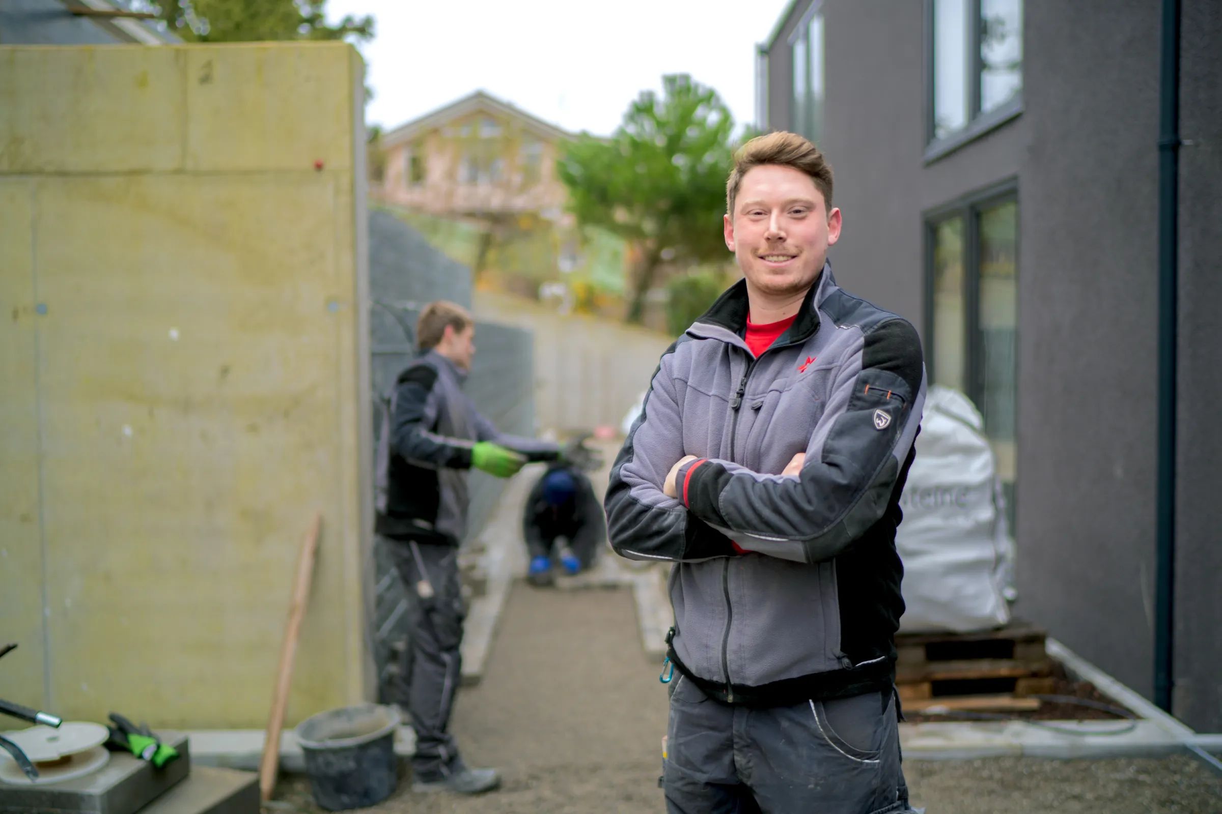 Mitarbeiter von Steidle auf einer Baustelle